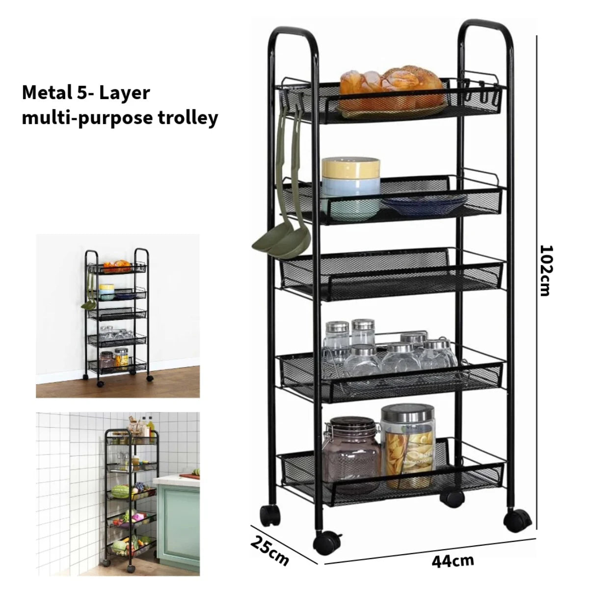 5-tier multipurpose metal kitchen organizer