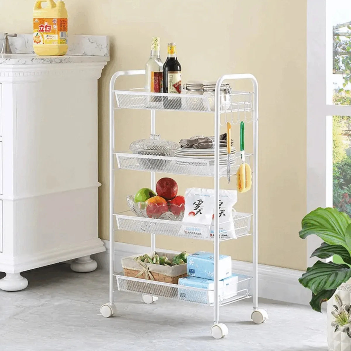 4-tier multipurpose metal kitchen organizer