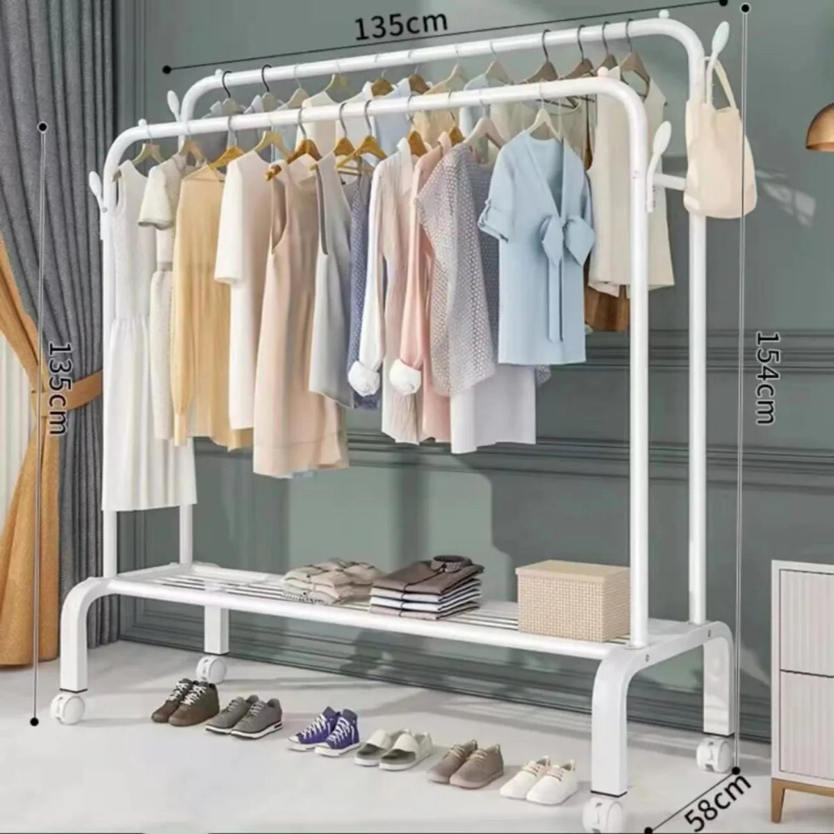 White metal clothes rack