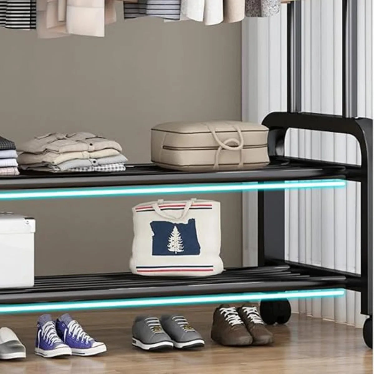 Black metal clothes rack