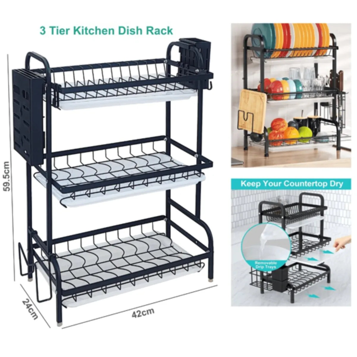 3 Tier kitchen dish rack