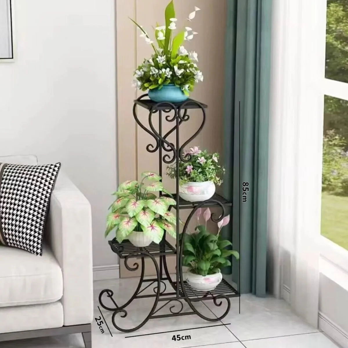 4-tier metal flower stand