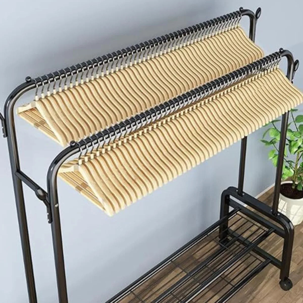 Black metal clothes rack