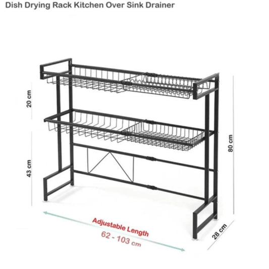 رف تجفيف الأطباق فوق حوض المطبخ