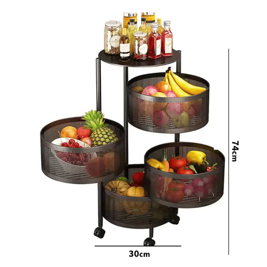 KITCHEN STORAGE RACK ROTATING 4 LAYERS SHELF