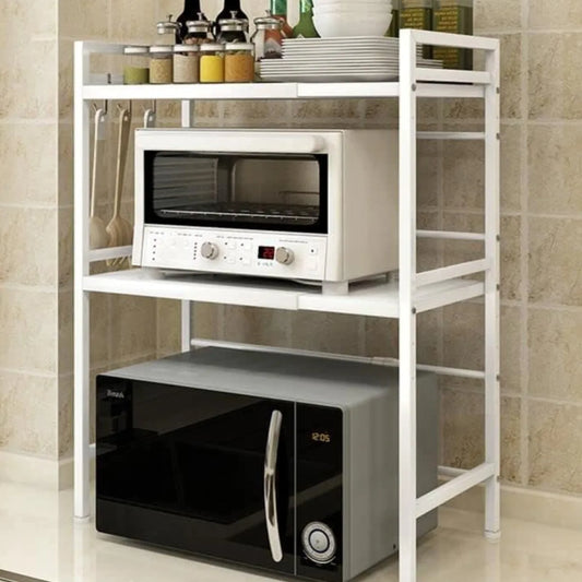 Adjustable 2 tier microwave oven shelf rack