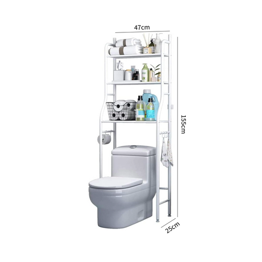 3-Shelf Storage Rack Above The Toilet,With Hanging